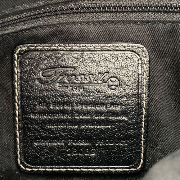 Fossil Y2K Black Leather Crossbody Bag Stitching Accent - Picture 6 of 9